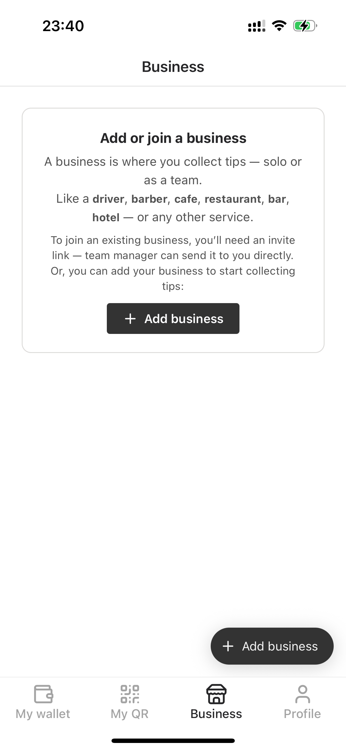 Business tab