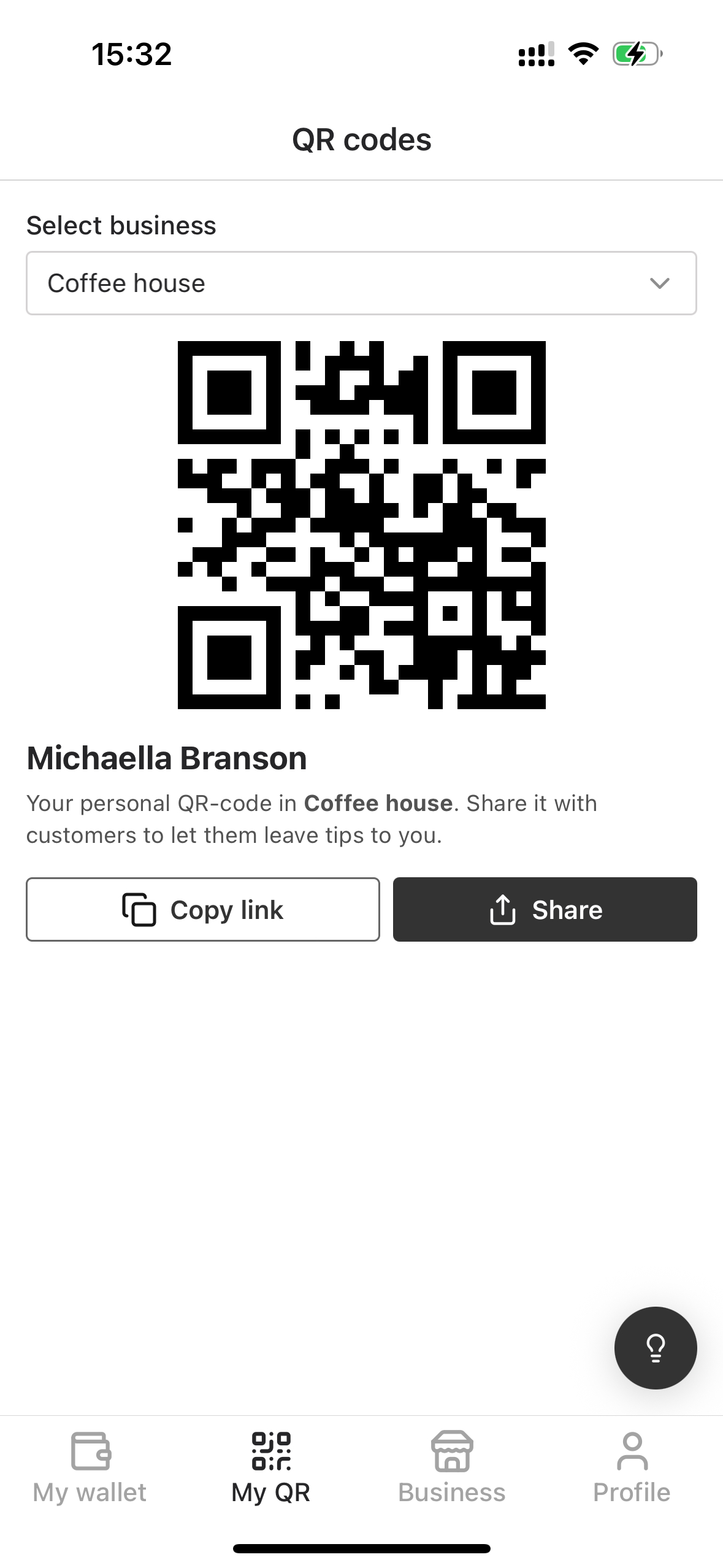 My QR tab